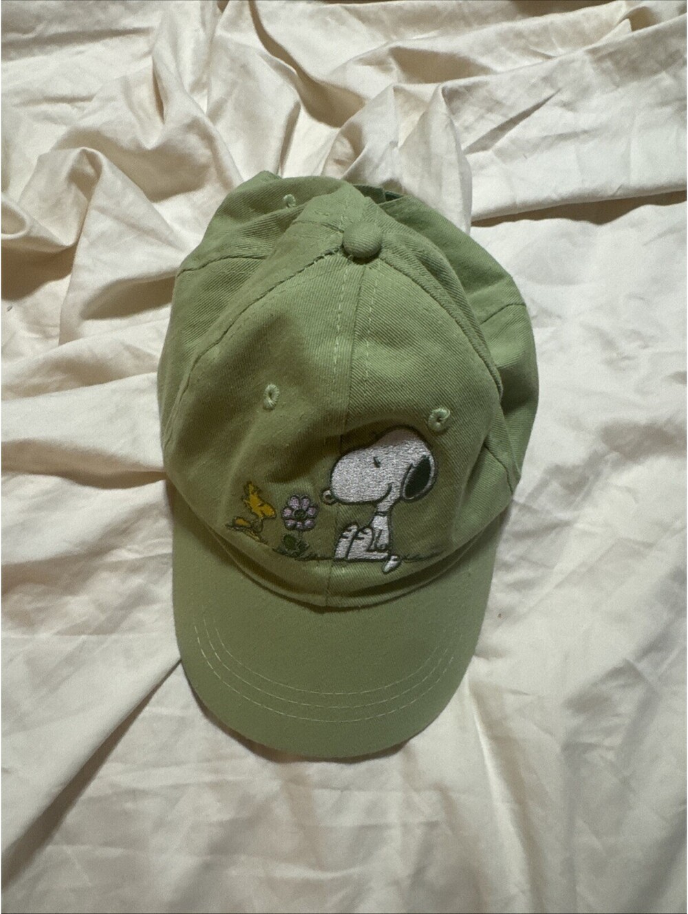 Peanuts Snoopy Light Green Embroidered Hat Toddler Size Adjustable